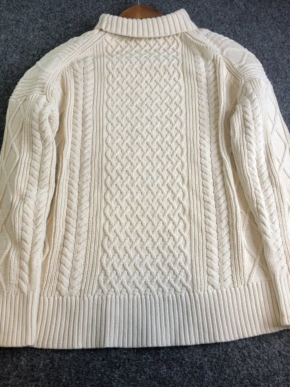 J Crew Sweater Womens XS Beige Cotton Fisherman Long Sleeve Boxy Turtleneck - Picture 6 of 7